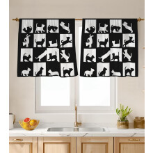 Lot de 2 rideaux de cuisine pour fenêtre d'évier/salle de bain, style champêtre, courts, 70 x 91 cm, motif abeilles/marguerites – Compatibles
