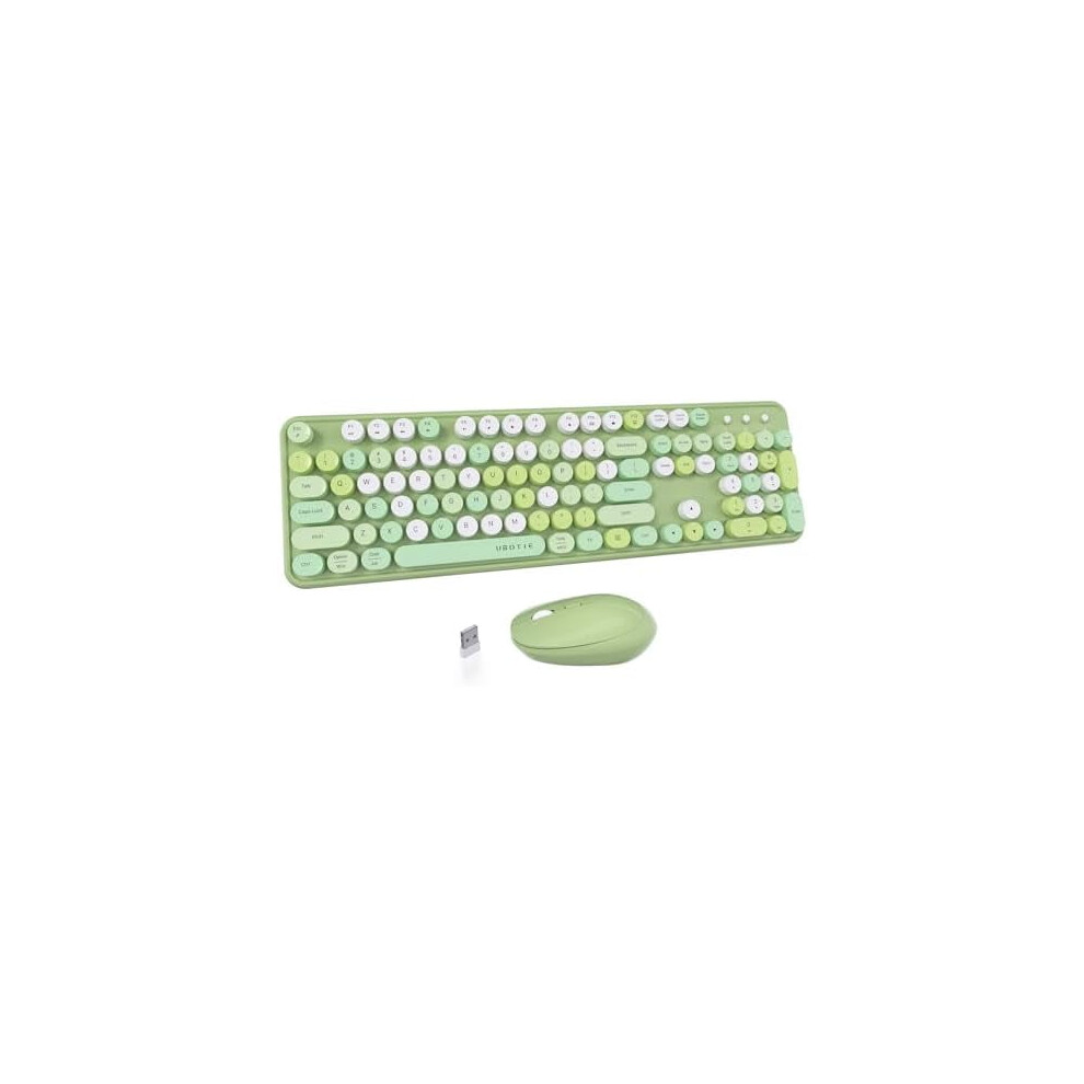 Colorful Wireless Keyboard & Mouse Combo, Full-Size Typewriter-Style Keys, 2.4Ghz Dropout-Free, Optical Mouse (Green) Green 9327961535718