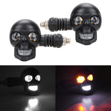 2 db-os motorkerékpár koponya LED-es irányjelzők DRL-lel, vízálló, nagy intenzitású lámpákkal, tartós motorokhoz - nappali menetjelző