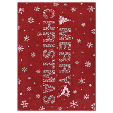 Christmas Snowflake Area Rug Red 4'x6' Washable Non Slip Rugs Low Pile Carpet for Living Room Dorm Christmas Decorations