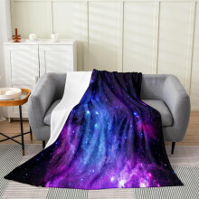 Couverture polaire « Galaxie violette » pour enfants et adolescents – Ciel étoilé pailleté, 127 x 152 cm, motif nébuleuse spatiale,