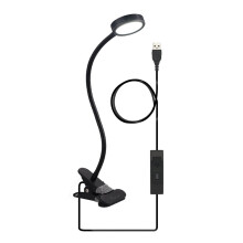 Lampe de lecture LED à pince avec col de cygne réglable