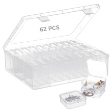 62-teiliges Perlen-Organizer-Set, 60 Mini-Perlenboxen aus transparentem Material und 2 Organizer mit Klappdeckeln für Armbänder und