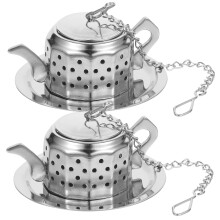 Lot de 2 passoires à thé en acier inoxydable, infuseurs à thé en forme de théière, pour thé en vrac