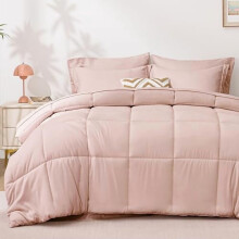 Twin Comforter Set Blush Pink 5-Piece