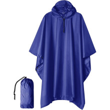 Adult Hooded Rain Poncho, Waterproof Lightweight Reusable Unisex Raincoat, Emergency Outdoor Rain Jacket for Hiking Camping Travel Protection, Blue