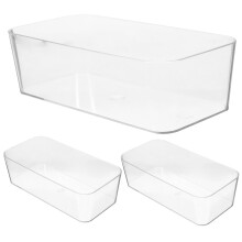 SOPOTUTU - Paquete de 3 organizadores de cajones de acrílico transparente para almacenamiento en el hogar, la oficina y la cocina.