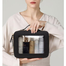 Transparante, door de TSA goedgekeurde toilettas, grote make-up organizer met ritssluiting voor op reis – geschikt voor handbagage