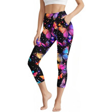 Dámske capri nohavice s vysokým pásom a vreckami na jogu - mäkké elastické ležérne slim fit na beh, jogu a fitness