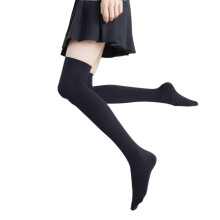 Thigh High Socks,Velvet Fabric Lined Tights,Knee-High Design Slimming Effect Warm Tights,Black