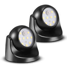 Lampe murale LED sans fil étanche à piles, 6000K, avec détecteur de mouvement et allumage/extinction automatique (lot de 2), blanc froid.