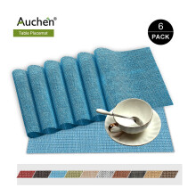 Gray PVC Place Mats Set of 6, 12"x18", Non-Slip Vinyl, Washable Vintage Woven Placemats for Dining, Kitchen & Restaurant