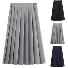 Dívčí uniformní sukně, skládaná sukně, dámská dívčí uniformní sukně s elastickým pasem, klasická skládaná sukně pod kolena,