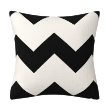 Sort og hvidt geometrisk pudebetræk 45x45 cm bomulds- og hør