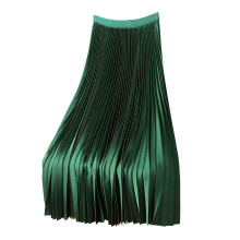 YOUSNH Satin-Faltenrock, einfarbig, Übergröße, vielseitiger Rock für Damen, Grün XL