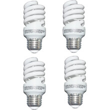 Ampoules fluorescentes compactes 13 W (équivalent 60 W), blanc doux 2700 K, 1040 lm, culot moyen spiralé (lot de 4)