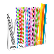 Uxgjfwu Clear Acrylic Straw Dispenser Holder - Countertop Storage Rack for Reusable Metal/Silicone Straws