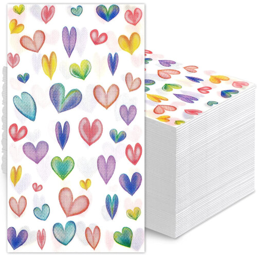 200 Stück Einweg-Papierservietten mit Herzmuster