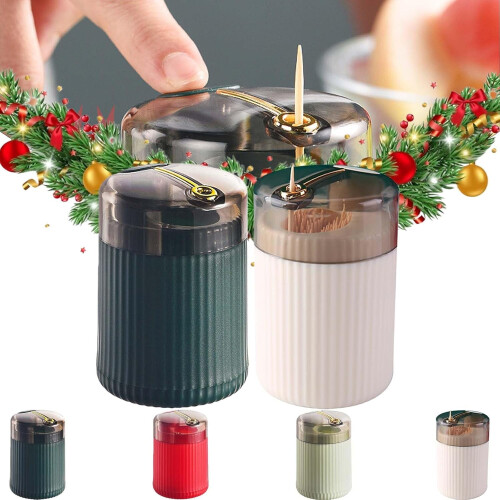 Pop-Up Automatic Toothpick Dispenser with Push Button, Portable Holder for Kitchen & Home