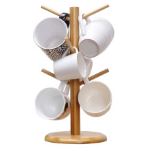 Soporte para tazas tipo árbol, soporte para tazas de café con 6 ganchos (amarillo)