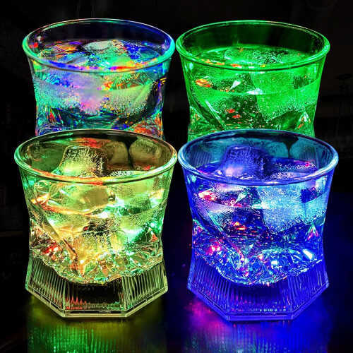 Pahare LED Old Fashioned, 10 oz, activate cu lichid