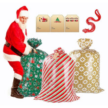 Extra veľké vianočné darčekové tašky s motívom Santa Clausa, 3 ks