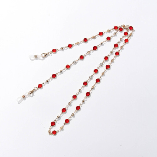 Catena per occhiali con strass e fermagli per le orecchie