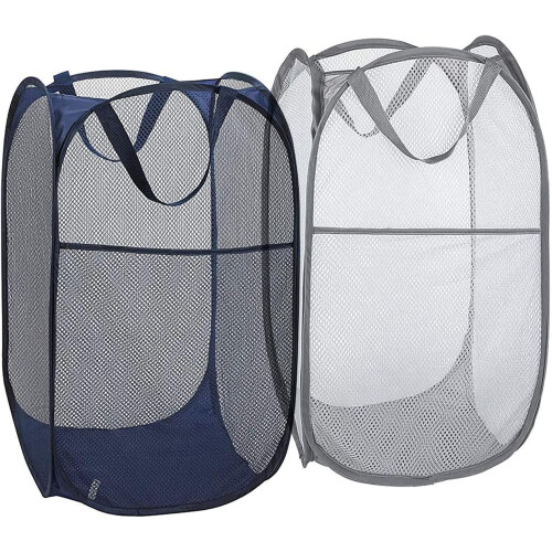 Mesh Laundry Hamper Foldable with Reinforced Handles