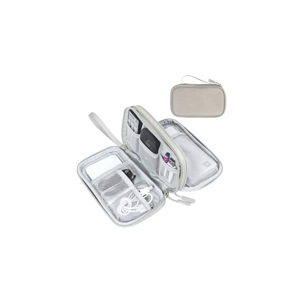 Electronic Organizer Bag Â Portable Waterproof Double-Layer Cable & Charger Carry Case For Phone, Earphone, Accessories Â Medium, Khaki 9313598950628