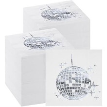 160 silberne Disco-Cocktailservietten (5x5 Zoll)
