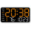 LED Wall Clock with Date Week Temperature Humidity Orange 1