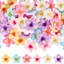 60 stuks, 6 kleuren, hibiscusbloemkralen, platte achterkant, bloemenbedels, bulkverpakking, plastic, lente, 3D-bloemvormige grote kralen,
