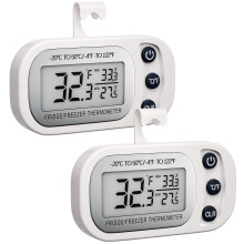 Refrigerator Thermometer Waterproof LCD White 2-Pack