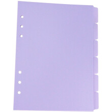 Set di 6 divisori per raccoglitore in PP viola con linguette scrivibili.