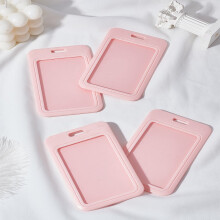 Porta badge in plastica rosa, rettangolari, confezione da 4 pezzi