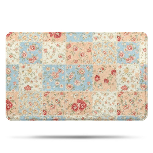 Χαλί μπάνιου Pioneer Flower Floral, αντιολισθητικό χαλάκι μικροϊνών με επένδυση από