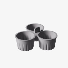 Three-Piece Silicone Air Fryer Cup Set with Three Separate Compartments, BPA-Free - Gray