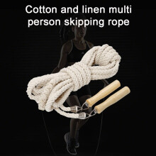 Group Jump Rope with Wooden Handles, Linen Swing Rope for Multiple Players, Compatible with Outdoor Team Activities, White, 118–787 in