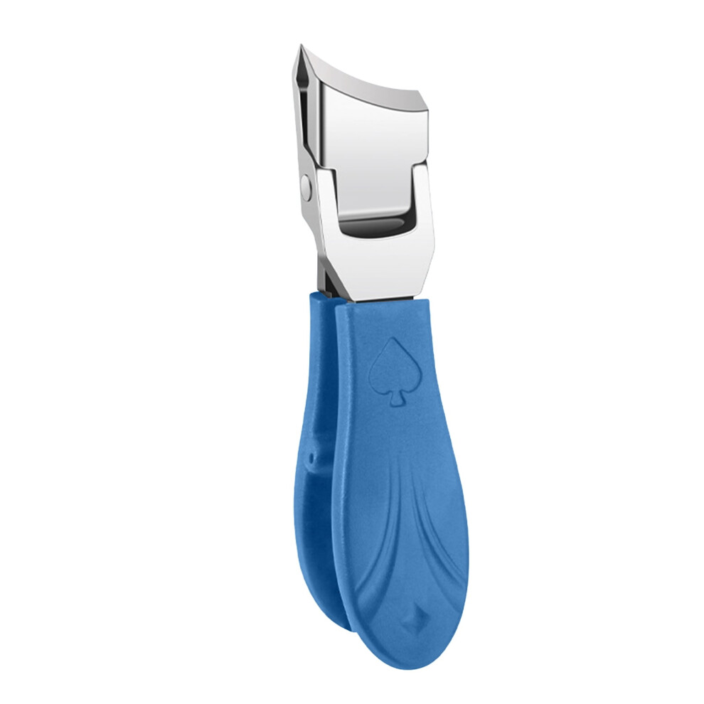 Blue Yocbz Wide-Jaw Anti-Splash Slanted Nail Clipper, Curved Toenail Clippers For Thick/Hard & Ingrown Nails, Seniors (Blue)