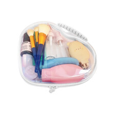 Heart Handle Clear Plastic Storage Box, Mini Beads & Jewelry Organizer – White, Small Size