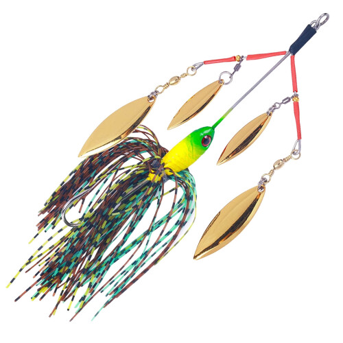 Δολώματα Spinner για Λαβράκι, Πέστροφα, Walleye—4 Λεπίδες Willow, Φούστα Σιλικόνης, Δόλωμα