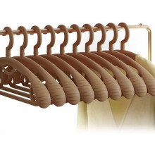 Cintre en plastique extra épais, large épaulement et rotation à 360, antidérapant, marron, lot de 10