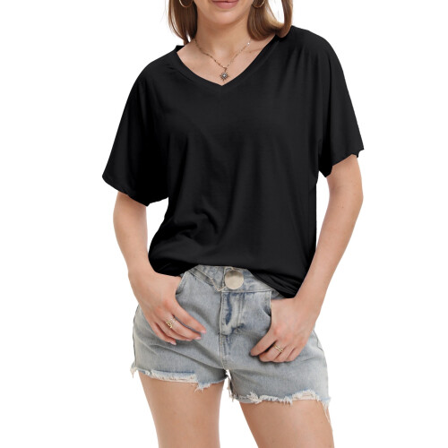 Γυναικεία Casual T-shirts με V λαιμόκοψη, κοντομάνικα, χαλαρή εφαρμογή, καλοκαιρινά,