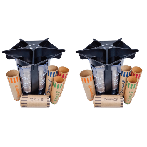 5-in-1 Münzsortierrohr-Set – Schwarzer Kunststoff, 2er-Pack