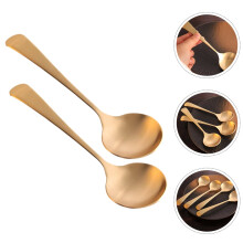 2pcs Decorative Brass Porridge Spoons Tableware for Home