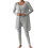Damen-Rippstrick-Pyjama-Set, grau, 3-teilig 1