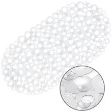 Rutschfeste, ovale Badewannenmatte, transparentes Blasenmuster, Abflusslöcher und Saugnäpfe, maschinenwaschbar, BPA-/Latex-/Phthalatfrei, 68,6 x