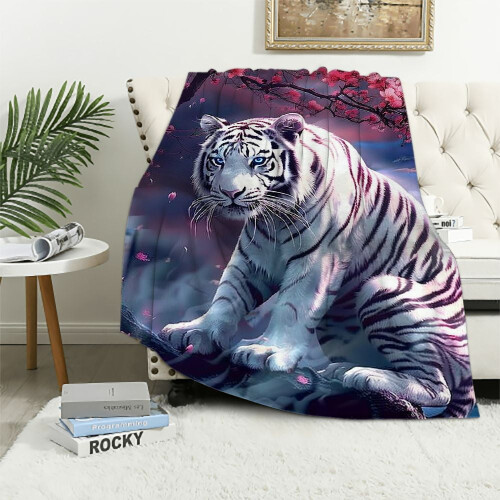 Soft Cozy Throw Blanket for Couch, Bengal Tiger White Tiger,