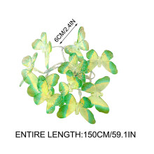 Cordão de luzes LED em formato de borboleta, 1,5 m, alimentado por bateria, ideal para ambientes internos e externos, jardins, casamentos e festas