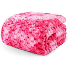 Twin Size Fleece Blanket for Bed, 60x80 Inches Stylish Jacquard Velvet Soft Blanket, Fuzzy Cozy Lightweight for Winter, Tie-dye Hot Pink